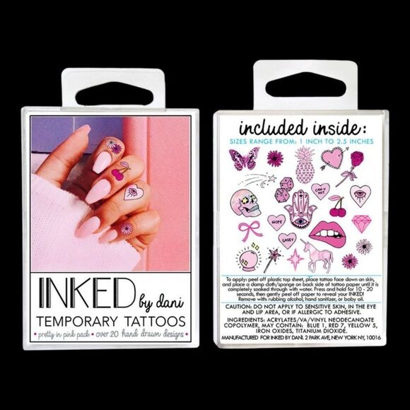 Pink Temporary Tattoos Pack  - New - Picture 2 of 5